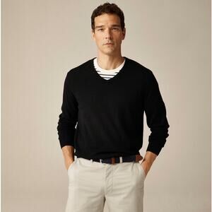 J.Crew Merino Wool V-Neck Sweater Mens S Black Long Sleeve Classic Fit Pullover